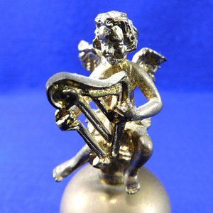 Vintage Angel Playing Harp Brass Bell 4.25"